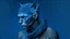 Placeholder: blue background, cat man, wool, fine drawing, high detail, 8K, man, tattoos, wool,