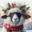 Placeholder: festive Whimiscial sheep in snow, with lights dressed for Christmas in holiday sweater