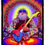 Placeholder: hippie Santa playing electric guitar psychedelic peace sign, MUSHROOMS, TRIPPY, ACID, LSD