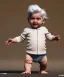 Placeholder: Pedro almodovar toddler, full body, white hair, dramatic lighting, hyper realistic