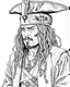 Placeholder: Jack Sparrow Portrait: Create a detailed coloring page featuring the iconic character Jack Sparrow. Ensure intricate details in his clothing, accessories, and facial features for an engaging coloring experience.