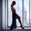 Placeholder: beautiful girl with very nice fashion clothing ,pretty high heels,standing next to window in a luxury room in a modern city posing to camera,full body show, 8k resolution concept art portrait hyperdetailed intricately detailed Splash art trending on Artstation triadic fullbody portrait paint,