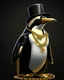 Placeholder: NFP style penguin with gold chains and in the suite with a hat. black background