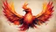 Placeholder: Hyper Realistic Abstract Phoenix-Bird-face-art vector style with Red-Yellow-&-Orange-abstract-brush-strokes on vintage background