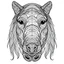 Placeholder: horse front face view, minimal lines, cartoon, mandala, white back ground color, real style, realistic, minimalistic, minimal black line art, line art, crisp line art, unique coloring sheet, outlined, outline, crisp, crisp line edges, illustration, thin lines, crisp clear lines, line art, clean line art, unique, 8k, amazing, masterpiece, no colors, no dark color, no black color, avoid thick black, minimalistic line edges, pure white back ground, image character full fit to page,