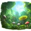 Placeholder: jungle on an alien planet with massive flowers, fruits and mushrooms, wideangle view, volumetric lighting, volumetric clouds, small minutiae, tiny features, particulars, precise pencil outlines, sharp lines, cinematic art