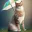 Placeholder: cat holding umbrella