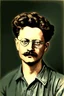 Placeholder: Hyperrealistisch Leo Trotsky als junger Mann, scharfsinniger Blick