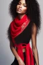 Placeholder: Highly detailed portrait of stunningly beautiful black woman with long silky hair wearing a red scarf and magical clothing