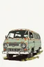 Placeholder: drawn of a rusty minivan in a 70's illustration style