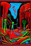 Placeholder: STICK MAN CAVE PAINTING in the style of Hiroshi Nagai