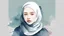 Placeholder: Water color Painting, Minimal. new yorker magazine. Vector. hijab