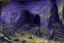 Placeholder: A purple catacombs with crawling spiders painted by Claude Monet