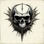 Placeholder: Motorhead style skull logo in the style of Zdzisław Beksiński