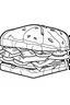 Placeholder: Coloring page for toodlers, with a sandwich, very Bold outlines and white background, minimal number of elements, very simple, very thick outlines