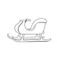 Placeholder: A black and white cute drawing of a sled. Only outline, white background,for kids