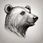 Placeholder: cartoon bear head from profile, extreme low detail sketch with strong contrast, monochromatic outline stamp