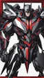 Placeholder: A close picture to Mix between symbiote and machine and batman in transformers cyborg with black metal and red details armor in solo leveling shadow art style with red details detailsis in fantasy world