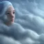 Placeholder: clouds of fog as woman's face, dissolving, disintegrating, wearing blue hijab, fine detail, highly intricate, wearing blue hijab, modern surrealism painting, high-quality, volumetric lighting, 8k, ultrahd, George Grie, Marco Escobedo, Igor Morski, Brian Froud, Howard Lyon, Selina French,