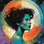 Placeholder: create a wildly abstract and chaotic illustration of an amorphous woman utilizing elements of Sacred Geometry, in the comic book art style of Bill Sienkiewicz, Mike Mignola, and Jean Giraud Moebius, finely textured, drawn, colored, and inked