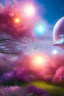 Placeholder: digital illustration, a world full of life divine thrill of biological tranquil sky, flowers, spaceship, , bright color splashes, high detailed 8 k