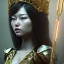 Placeholder: hitomi tanaka face, long black hair, middle body, Unreal Engine 5, highly detailed, highest quality, digital painting, complex 3d render, unreal engine render, insane detail, intricate photograph quality, magnificent, majestic, highly intricate, Realistic photography, grand hall, wicked throne, holding scepter, crown of barbwire, dark color palette, metallic, highly detailed, highest quality, digital painting