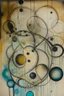 Placeholder: Abstract wet oil painting, ink lines, interlinked circles
