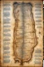 Placeholder: a scan of an ancient Cree Anishinaabe road map, hand drawn been stained and weathered, text is in Cree Syllabic