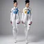 Placeholder: Ah, the twin women's leotard space suits are not just simple attire, but a fusion of style and functionality. These unique ensembles feature an abundance of zippers and badges, adding an extra layer of visual intrigue to their lunar expedition. The leotards, snug against their bodies, are adorned with various metallic zippers, strategically placed to accentuate their curves while allowing ease of movement. Each zip serves as a tantalizing invitation to explore what lies beneath, a playful tease