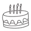 Placeholder: birthday cake, line drawing