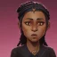 Placeholder: Portrait of a dark skinned 9 year old witch girl with braided black hair by Jim Kay