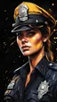 Placeholder: Policewoman, Line Art, Black Background, Ultra Detailed Artistic, Detailed Gorgeous Face, Natural Skin, Water Splash, Colour Splash Art, Fire and Ice, Splatter, Black Ink, Liquid Melting, Dreamy, Glowing, Glamour, Glimmer, Shadows, Oil On Canvas, Brush Strokes, Smooth, Ultra High Definition, 8k, Unreal Engine 5, Ultra Sharp Focus, Intricate Artwork Masterpiece, Ominous, Golden Ratio, Highly Detailed, photo, poster, fashion, illustration