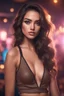 Placeholder: Social media influencer. Hyper realistic. Brunette. Brown eyes. Exotic. Athletic. Glamorous. In the club.