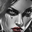 Placeholder: Sincity comic, a vampire goth. Closeup.