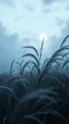 Placeholder: Windblown grass with winds with clouds and moon in the background, high quality picture 8k, beautiful cinematic lighting and all gray colors