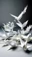 Placeholder: A white sky with singing birds designed in Japanese origami painted by Francis Danby