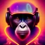 Placeholder: A beautiful portrait of a cyborg monkey purple neon color scheme, high key lighting, volumetric light high details psychedelic background