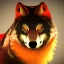 Placeholder: Black red and yellow wolf, high quality, high details, 8k, cinamtic effect, unreal engine