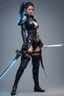 Placeholder: cyberpunk female sword Asian, samurai, warrior, 8k, high reality, high detailed, by addiedigi. Raw, action.