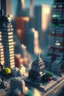 Placeholder: brilliant raytraced lego city in chrome, 4k, nvidia graphics, volumetric light, depth of field, lego aliens