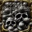 Placeholder: the source of future growth dramatic, elaborate emotive metallic Baroque and Rococo styles to emphasise death as a transcendental, seamless pattern, symmetrical, large motifs, sistine chapel ceiling, 8k image, sharp focus, gothic mothifs and (skulls:1) in rococo style, black metal forge, black colors, perfect symmetry, 3D, no blur, sharp focus, photorealistic, insanely detailed and intricate, cinematic lighting, Octane render, epic scene, 8K