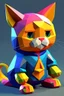 Placeholder: low poly with easy basic shapes nintendo64 character of a happy cat in a hoodie with retro game on the hoodie