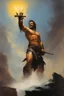 Placeholder: full color - Praise the Lord - oil painting by Frank Frazetta