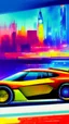 Placeholder: futuristic supercar, hand draw urbansketch art style inspired by Marta Vilarinho de Freitas, flat, vector illustration, urban sketch cyberpunk 2099 blade runner 2049 neon neo-impressionism expressionist style oil painting, smooth post-impressionist impasto acrylic painting, thick layers of colourful textured paint futuristic futurism noir