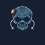 Placeholder: 8 bit pixelart cyberpunk skull,servitor, Comic style