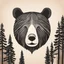 Placeholder: M shaped bear head combined with woods silhouette in background, letterpress style, minimalistic pencil art