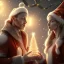 Placeholder: two elves. woman and man. Christmas scene. photorealistic. low-key