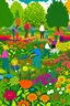 Placeholder: 10 persons that do works in the garden, many colors