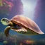 Placeholder: Turtle deep water loghts night, unreal 5, octane render, cinema4d, redshift render, hyper realistic, cenematic, vibrancy, synthwave, retouch, centered, dynamic lighting, dramatic lighting, 4k, highly detailed, attractive beautiful, realistic, virtual reality, epic composition, holographic,