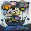 Placeholder: Dreamy sunset lush hilly landscape, winding river, surrealist impasto spirograph drawing, trees, abstract expressionist medieval village, featuring whimsical houses with tiled roofs, flowers, and grasses in Kintsugi-style, gold leaf overlays, intricate textures, by Susanne, in the style of Odilon Redon, Andy Kehoe, John Hoyland, and van Gogh, hints of geometric fragments.